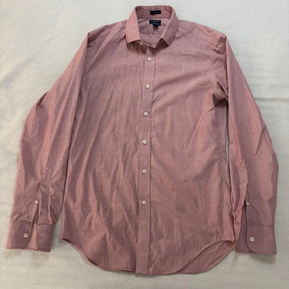 J.Crew Flex Wrinkle Free Slim Fit Shirt Mens Small Red White Micro Pattern